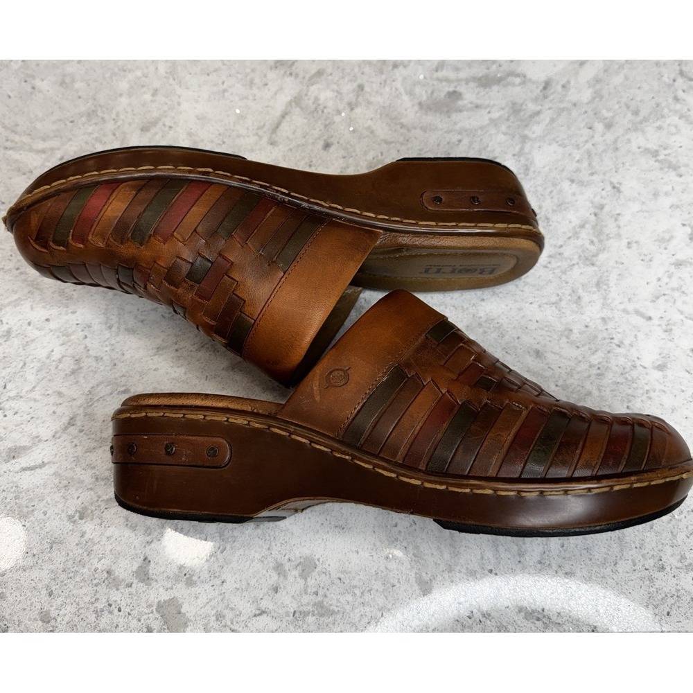 Born Womens Yucatan Multi Color Woven Slip On Clogs Mules Leather Upper Size 9 - Picture 7 of 16